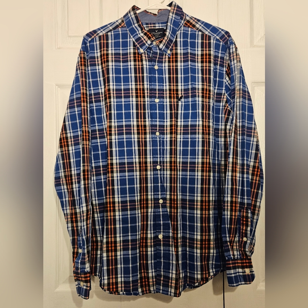 American Eagle Mens Plaid Button Down Sz XL